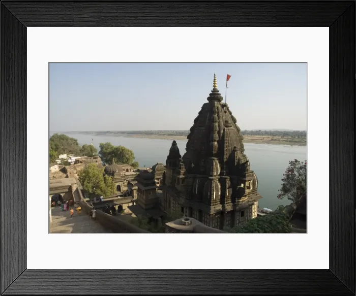 Framed Print : View of the Shiva Temple with the Narmada river in background Framed Print : View of the Shiva Temple with the Narmada river in background