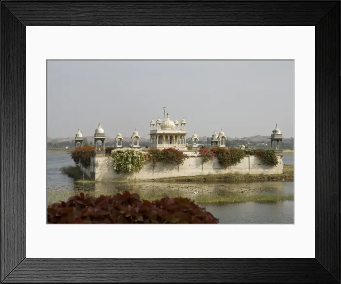 Framed Print : View of Pavilion in lake