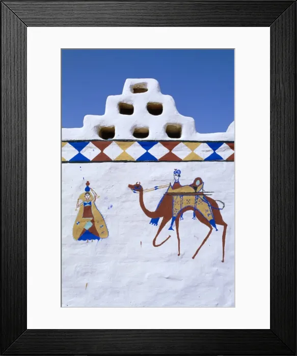 Framed Print : Decorated walls of village house