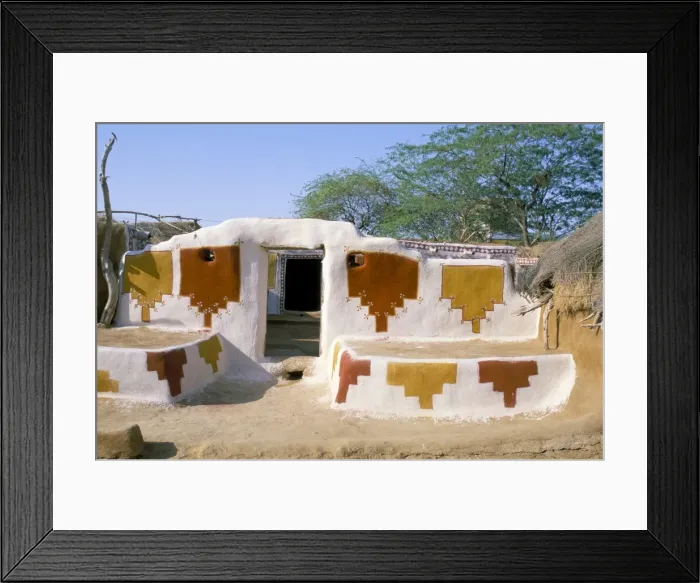 Framed Print : Geometric designs on walls of a village house Framed Print : Geometric designs on walls of a village house