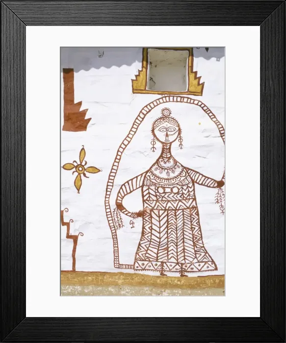 Framed Print : House wall decorated with painted figure