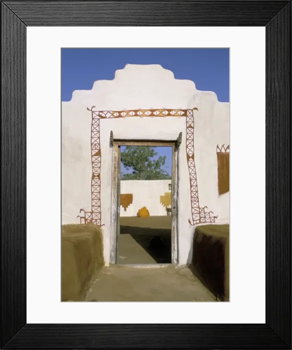 Framed Print : Decorated walls in village in the Jaisalmer area Framed Print : Decorated walls in village in the Jaisalmer area
