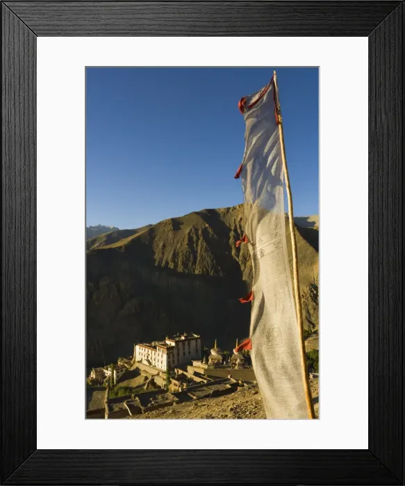Framed Print : Lamayuru gompa (monastery) and prayer flag Framed Print : Lamayuru gompa (monastery) and prayer flag