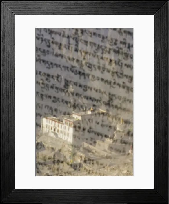 Framed Print : Lamayuru gompa (monastery) seen through prayer flag Framed Print : Lamayuru gompa (monastery) seen through prayer flag