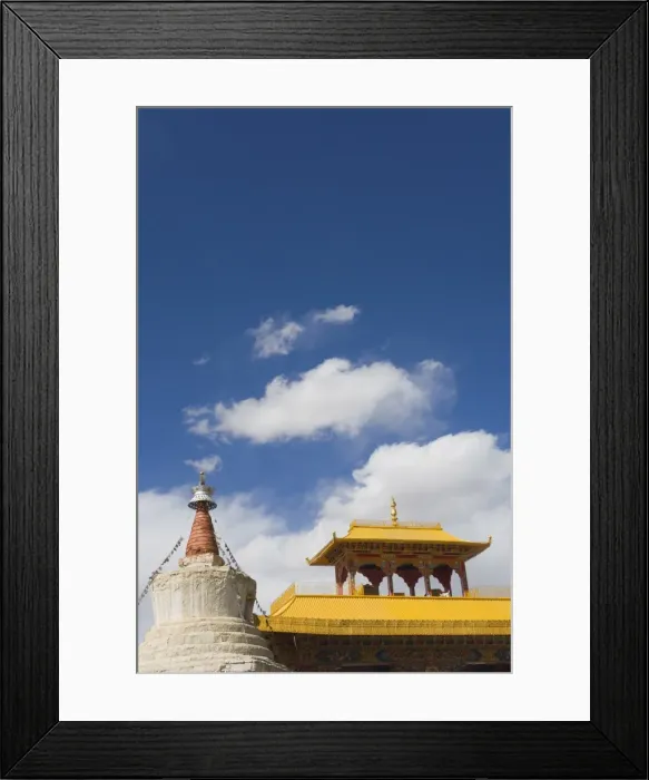 Framed Print : Chorten and roof Framed Print : Chorten and roof
