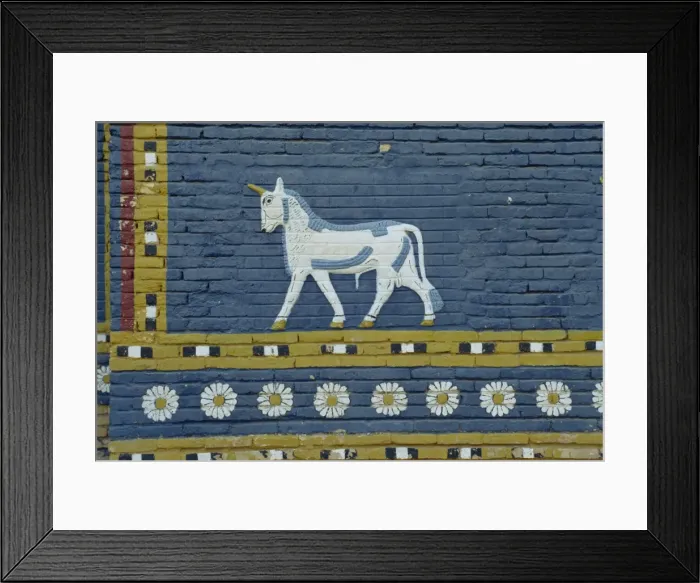 Framed Print : Close-up of Bull of Adad symbol on the Ishtar Gate Framed Print : Close-up of Bull of Adad symbol on the Ishtar Gate