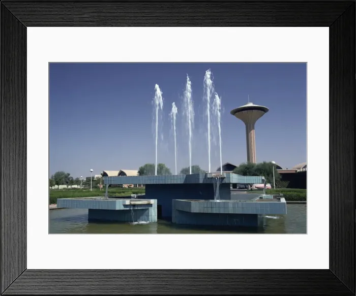 Framed Print : Water fountain and tower Framed Print : Water fountain and tower