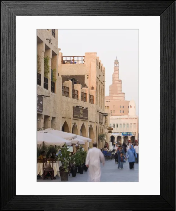Framed Print : The restored Souq Waqif looking towards the spiral Framed Print : The restored Souq Waqif looking towards the spiral