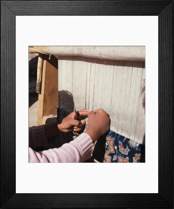 Framed Print : Carpet weaving