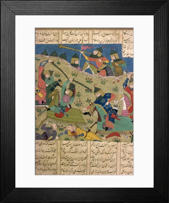 Framed Print : Manuscript showing battle Framed Print : Manuscript showing battle