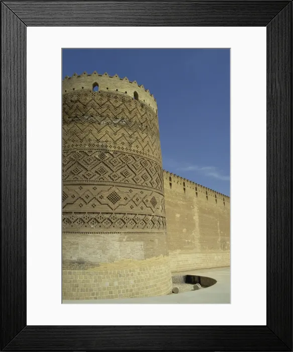 Framed Print : Decorative brickwork on a tower in the Citadel of Karim Khan