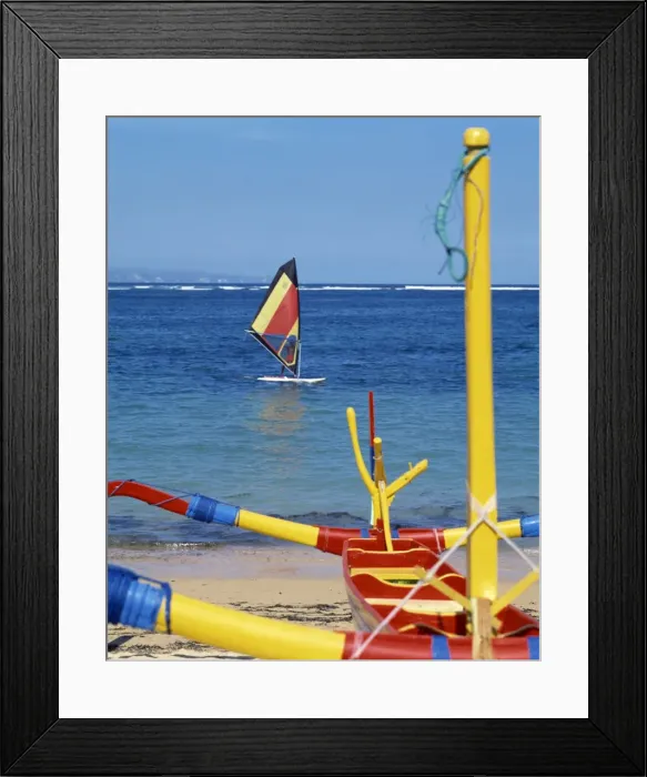 Framed Print : Prahu boat and windsurfer Framed Print : Prahu boat and windsurfer