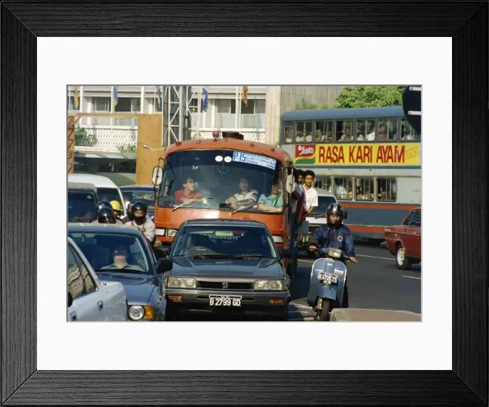 Framed Print : Traffic on a busy street in Jakarta Framed Print : Traffic on a busy street in Jakarta