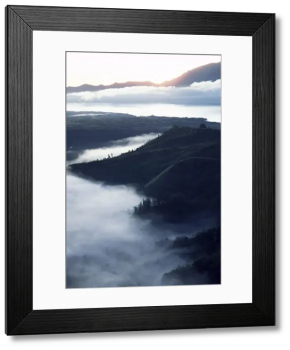 Framed Print : Mount Batur volcano and lake at sunrise Framed Print : Mount Batur volcano and lake at sunrise