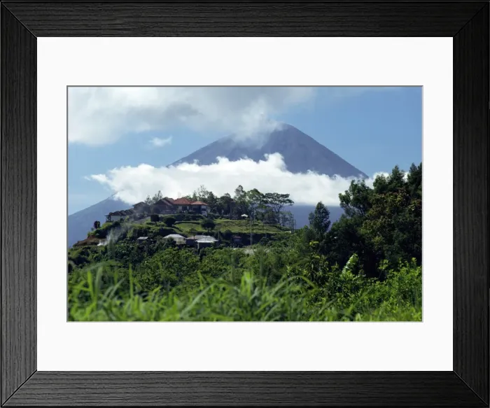Framed Print : Village of Penelokan with the volcano of Mount Agung behind Framed Print : Village of Penelokan with the volcano of Mount Agung behind