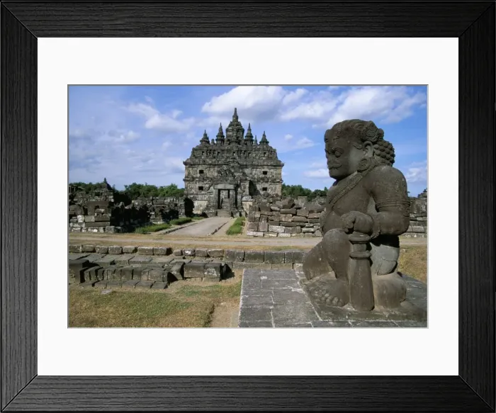 Framed Print : Dwarapala (temple guardian) standing in the Plaosan Lor compound Framed Print : Dwarapala (temple guardian) standing in the Plaosan Lor compound