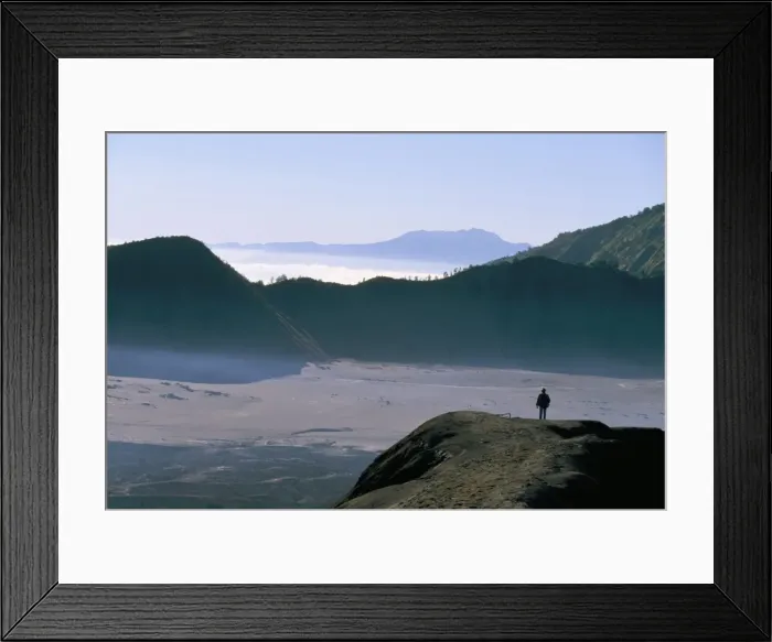 Framed Print : Tourist walking along rim of Gunung Bromo Framed Print : Tourist walking along rim of Gunung Bromo