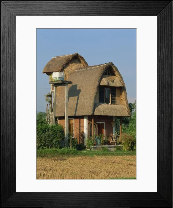 Framed Print : Modern house built in traditional style near Ubud Framed Print : Modern house built in traditional style near Ubud