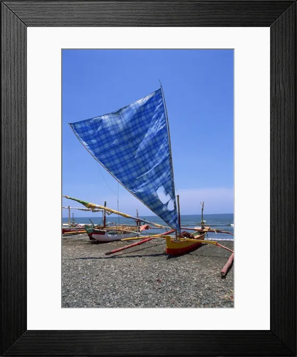 Framed Print : Traditional outrigger boats which fish at night for squid Framed Print : Traditional outrigger boats which fish at night for squid