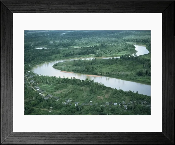 Framed Print : Aerial view of meanders in the East Kalimantan river in Borneo Framed Print : Aerial view of meanders in the East Kalimantan river in Borneo