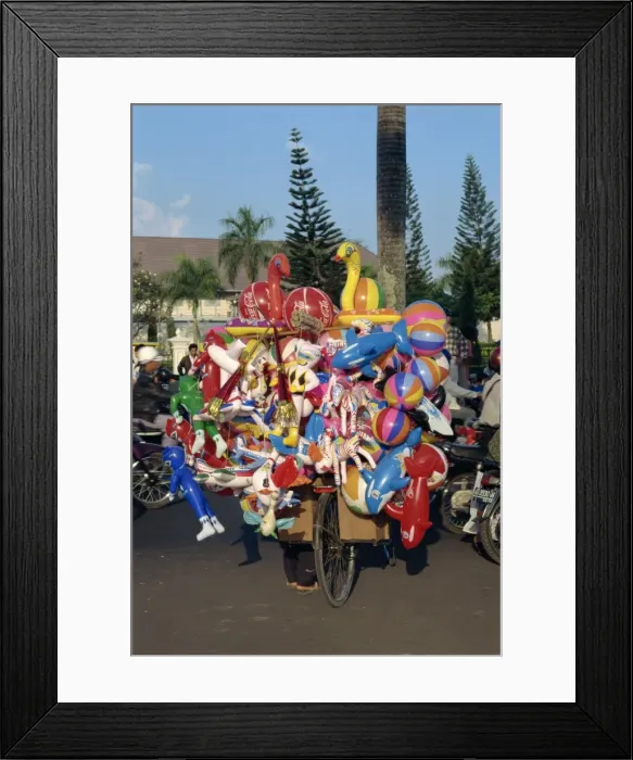 Framed Print : Balloon seller on bicycle Framed Print : Balloon seller on bicycle