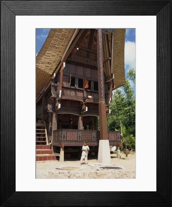 Framed Print : Exterior of a traditional decorated Toraja house Framed Print : Exterior of a traditional decorated Toraja house