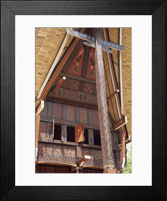 Framed Print : Close-up of the exterior of a traditional decorated Toraja house Framed Print : Close-up of the exterior of a traditional decorated Toraja house