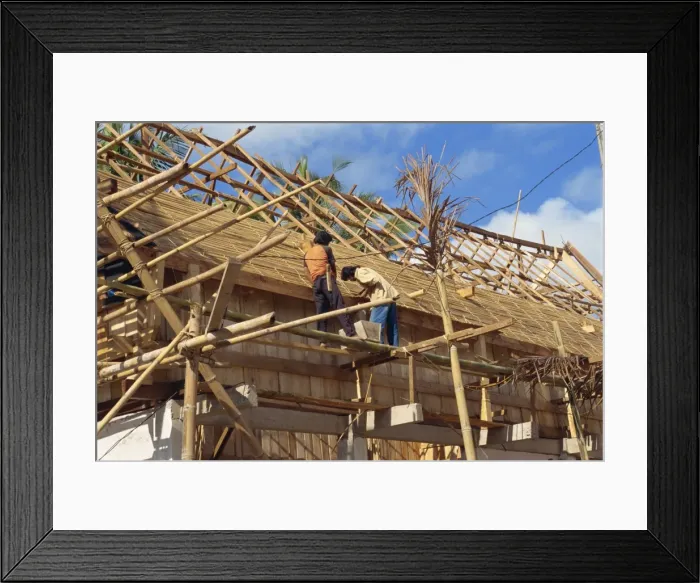 Framed Print : Building traditional Toraja house Framed Print : Building traditional Toraja house