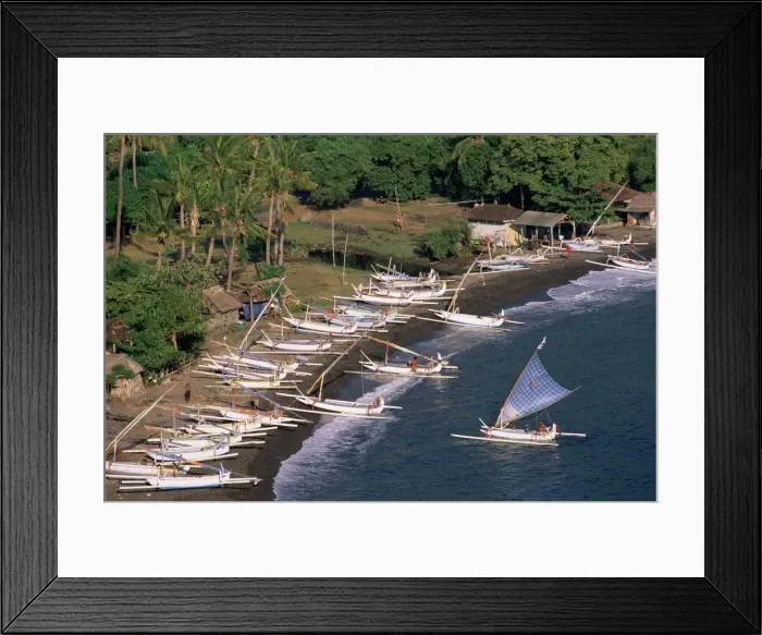 Framed Print : Outrigger canoes on Amed beach Framed Print : Outrigger canoes on Amed beach