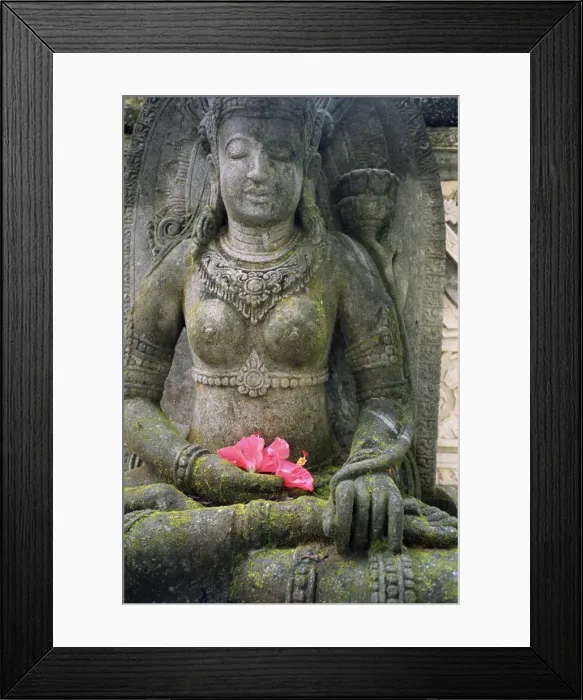 Framed Print : Statue with flower offering Framed Print : Statue with flower offering