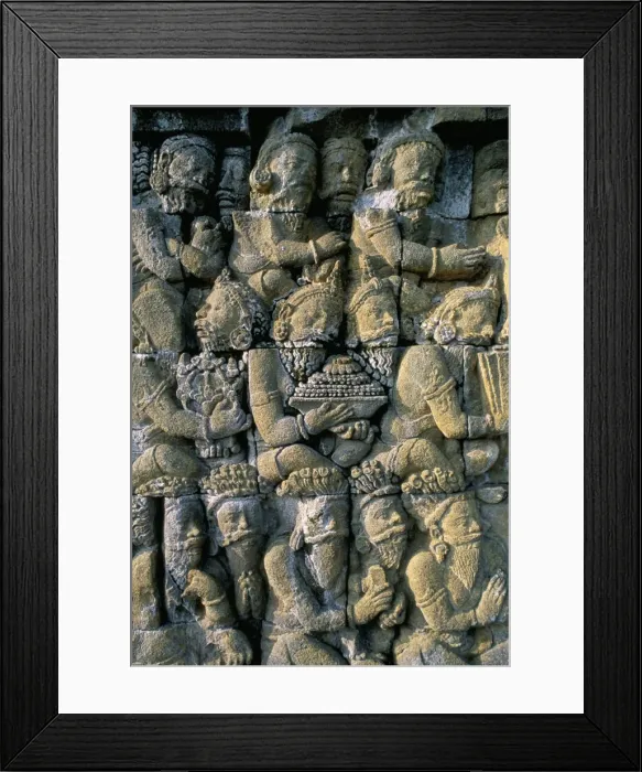 Framed Print : Detail of the carved friezes dating from the 8th century AD Framed Print : Detail of the carved friezes dating from the 8th century AD