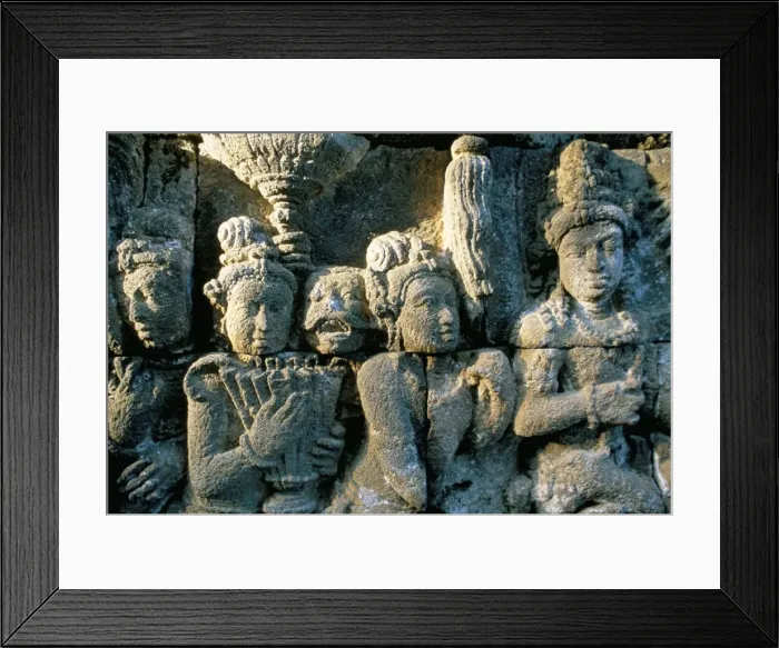 Framed Print : Detail of carved friezes dated from the 8th century AD Framed Print : Detail of carved friezes dated from the 8th century AD