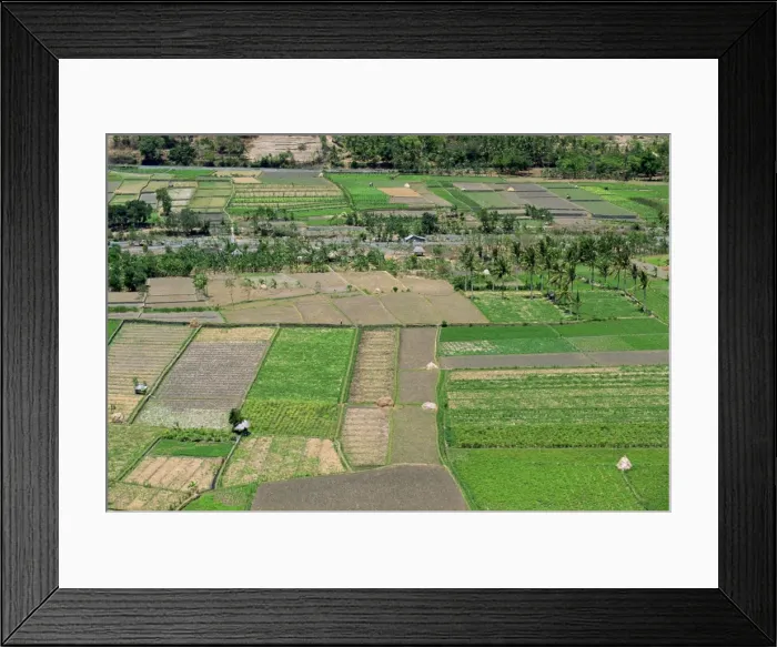 Framed Print : Aerial of a valley with irrigated fields near Bug Bug