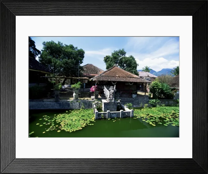 Framed Print : Ornamental lake at the old palace of the Raja of Karangasem