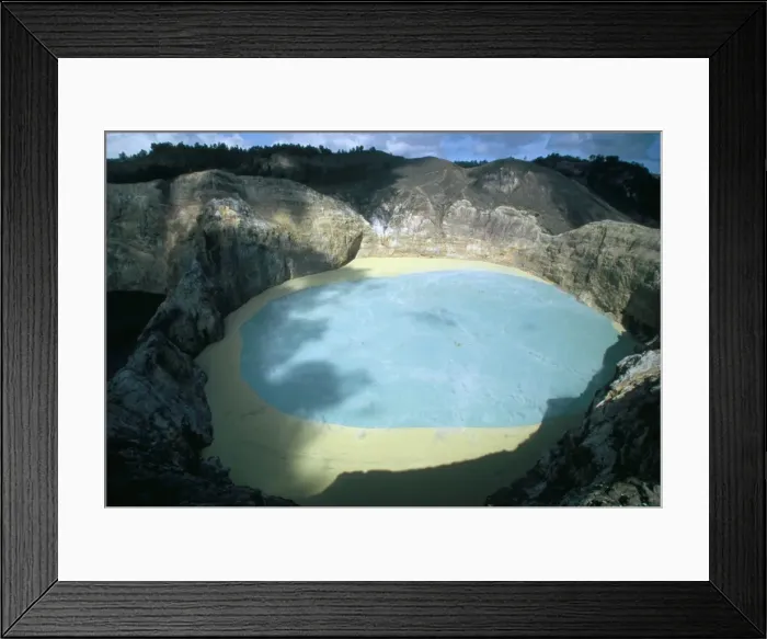 Framed Print : One of three crater lakes at the summit of Kelimutu volcano near Moni Framed Print : One of three crater lakes at the summit of Kelimutu volcano near Moni