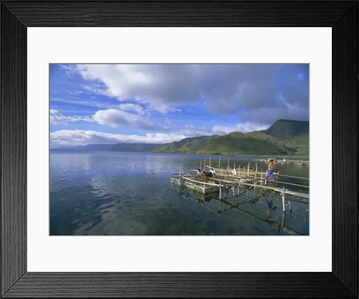 Framed Print : Fish rearing cages