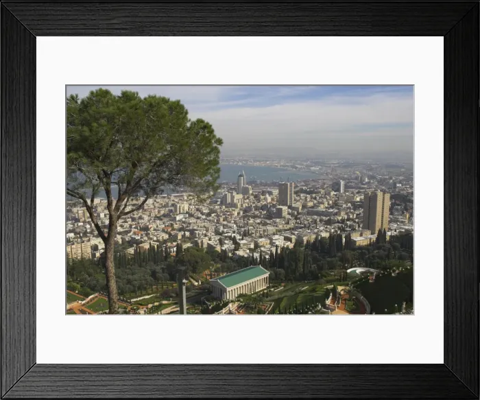 Framed Print : Elevated view of city and bay from Mount Carmel Framed Print : Elevated view of city and bay from Mount Carmel