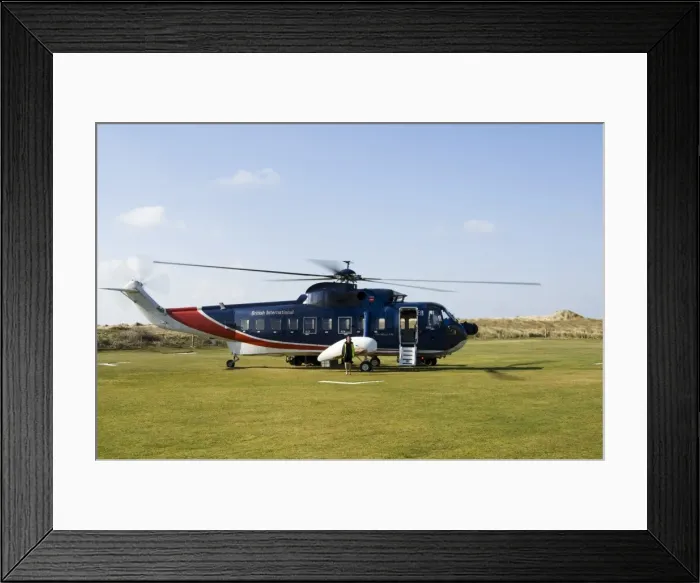 Framed Print : Helicopter at Tresco heliport