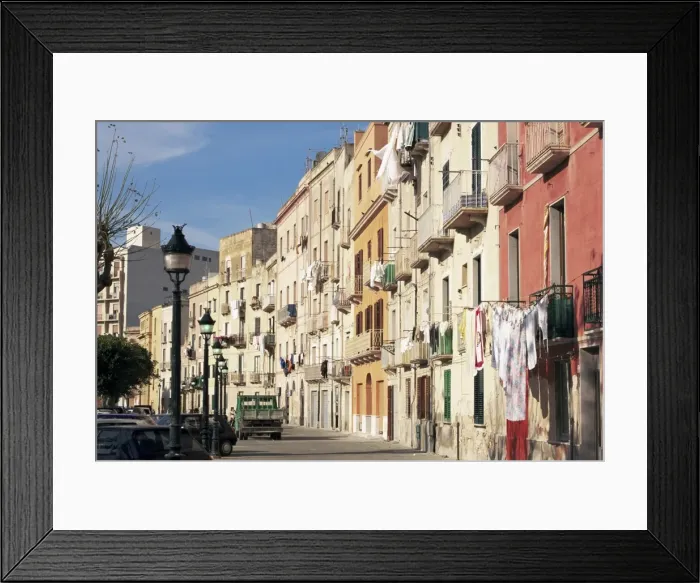 Framed Print : House fronts and laundry Framed Print : House fronts and laundry