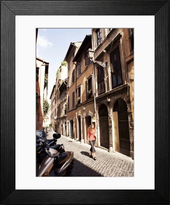 Framed Print : Narrow street in Trastevere district Framed Print : Narrow street in Trastevere district