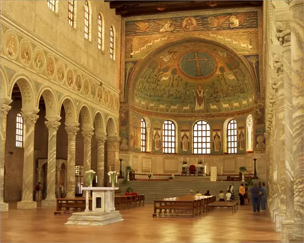 Church interior with mosaics showing the transfiguration