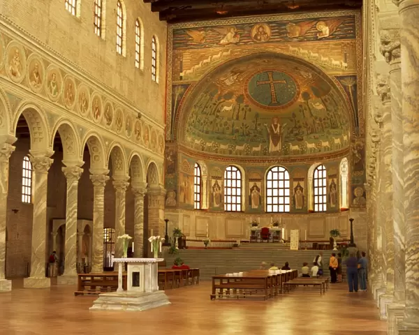 Church interior with mosaics showing the transfiguration