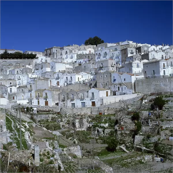 Houses of the village of Monte Sant Angelo in Puglia