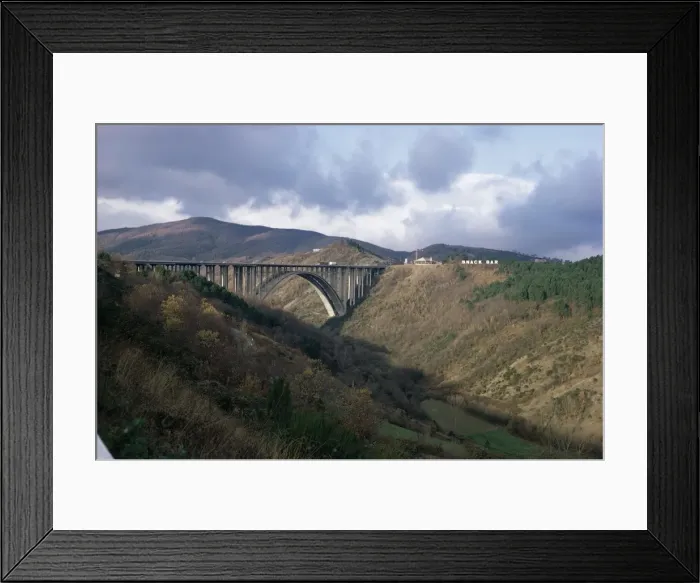 Framed Print : Autostrada del Sole bridge at Aglio spanning valley Framed Print : Autostrada del Sole bridge at Aglio spanning valley