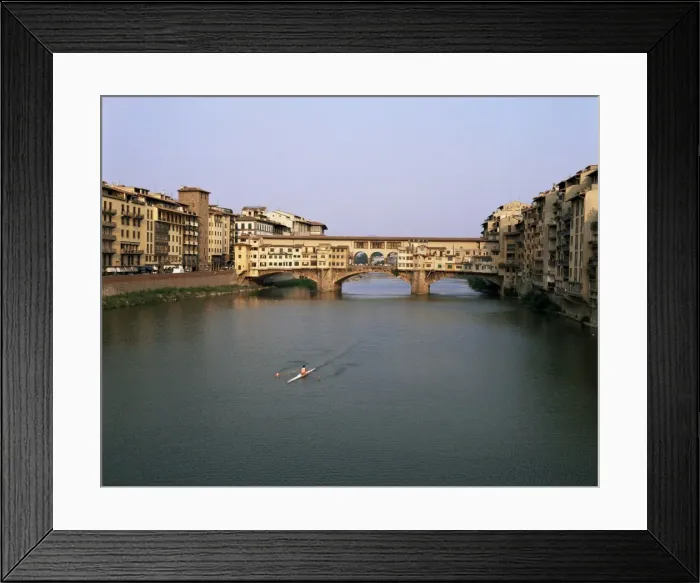 Framed Print : Skiff on the River Arno and the Ponte Vecchio Framed Print : Skiff on the River Arno and the Ponte Vecchio