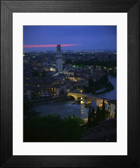 Framed Print : Ponte Pietra and Anastasia Cathedral from Museo Archeologico Framed Print : Ponte Pietra and Anastasia Cathedral from Museo Archeologico