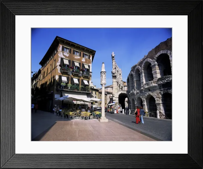 Framed Print : Cafe beside the Roman arena Framed Print : Cafe beside the Roman arena