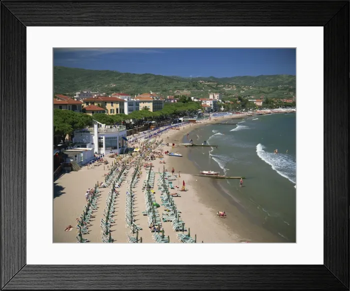 Framed Print : Beach front and town Framed Print : Beach front and town