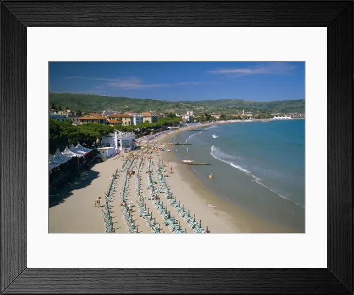 Framed Print : Beach front and town view
