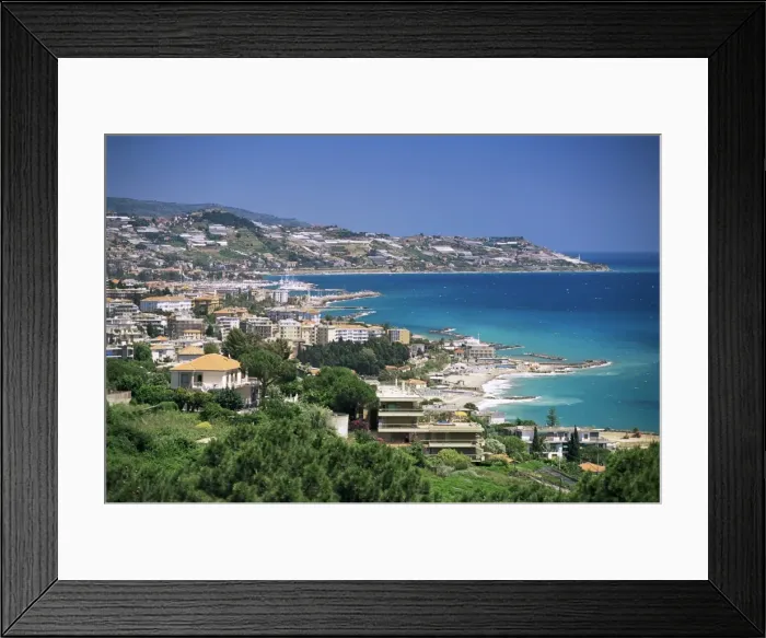 Framed Print : Elevated beach front and town view Framed Print : Elevated beach front and town view